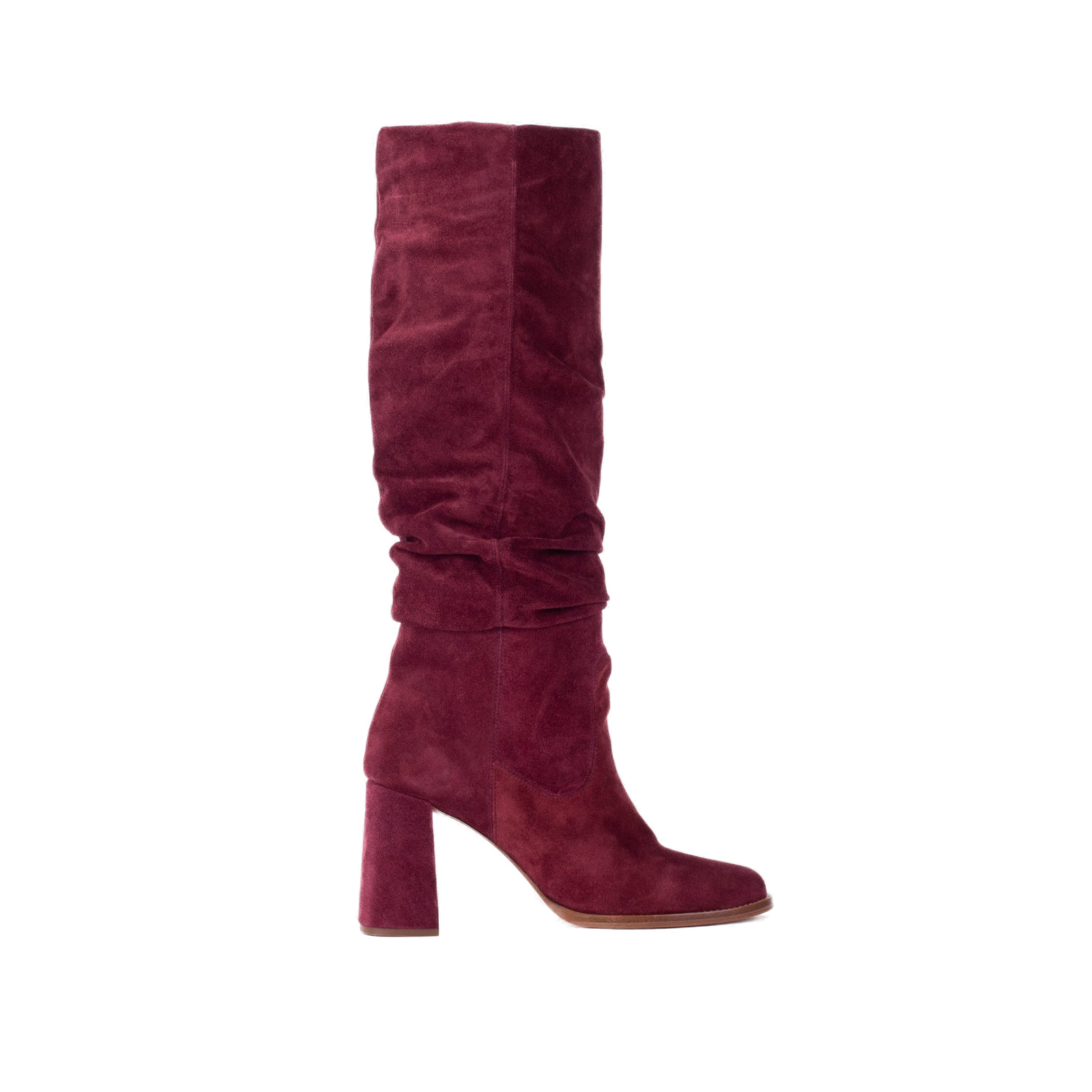 Garnet suede knee-high boot