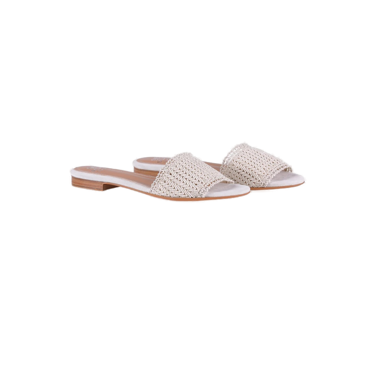 Pearl woven-leather flat sandal