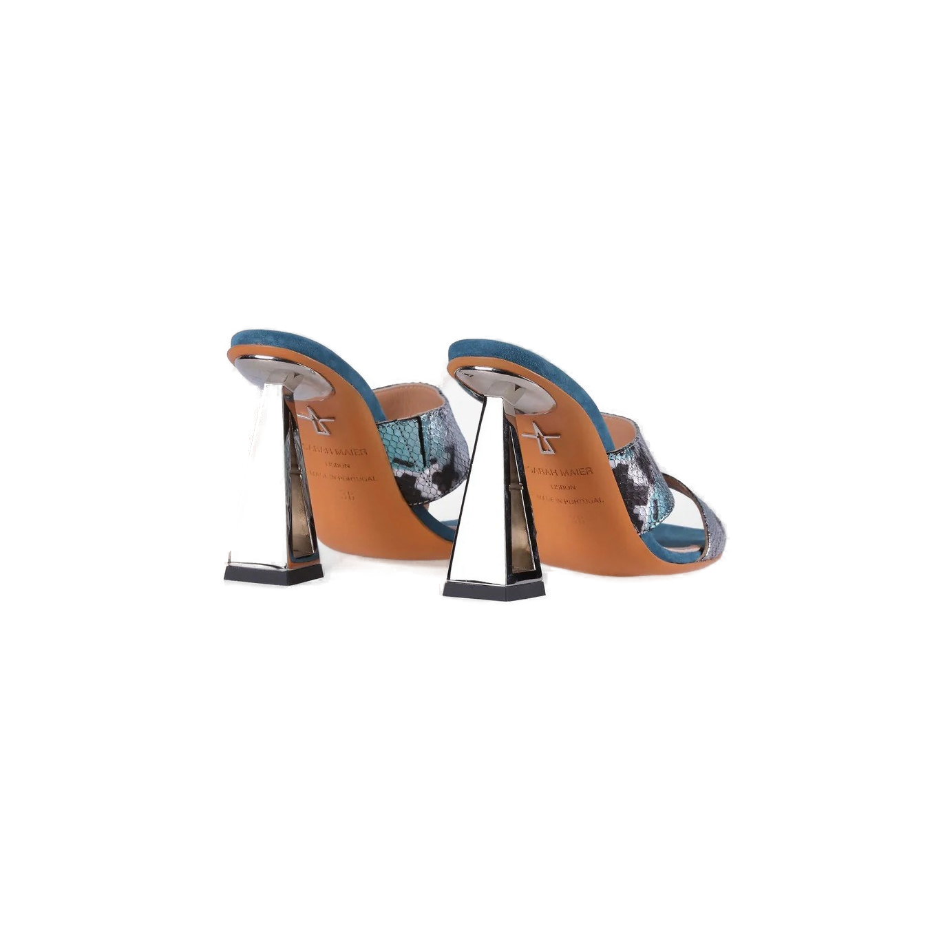 Silver serpent-strap heeled sandal
